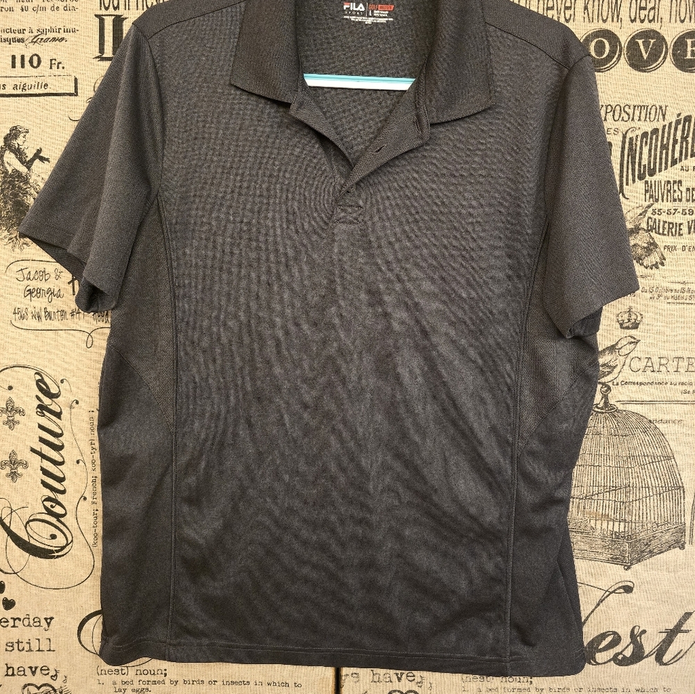 Fila Sport Golf athletic fit polo shirt, charcoal gray, size L